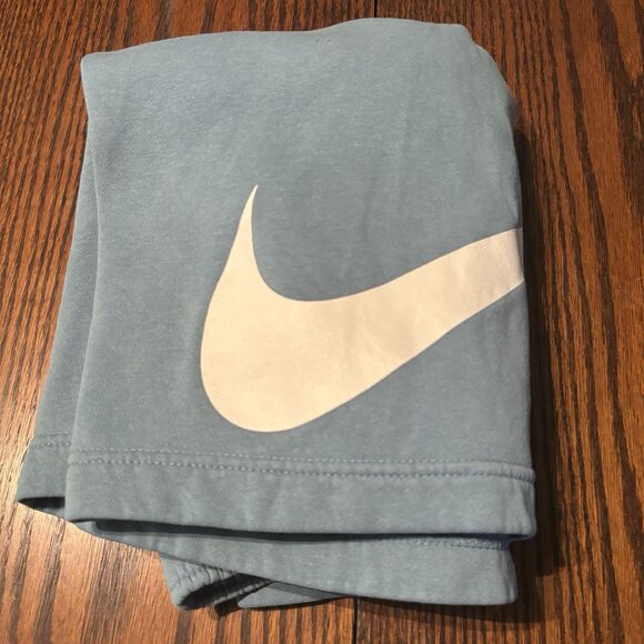 VTG Nike SWOOSH LOGO Cotton Sweat Shorts men's size XL Black tag  Blue - Picture 11 of 11
